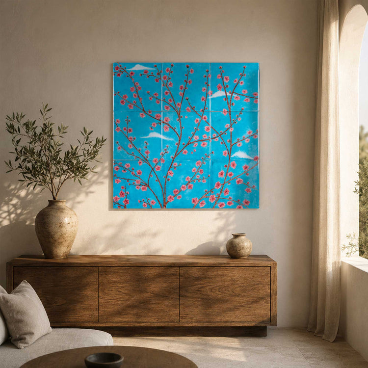 Sakura Tree Patterned Iznik Tile Panel