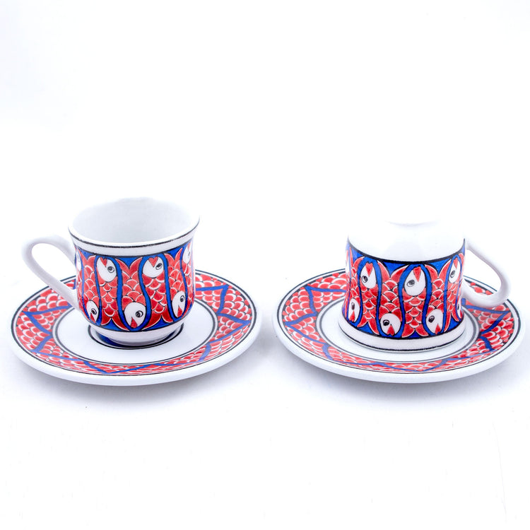 Balık Desenli Türk Kahvesi Fincan Takımı - Setler