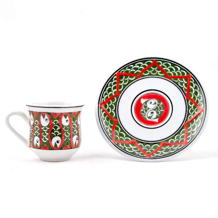 Balık Desenli Türk Kahvesi Fincan Takımı - Setler