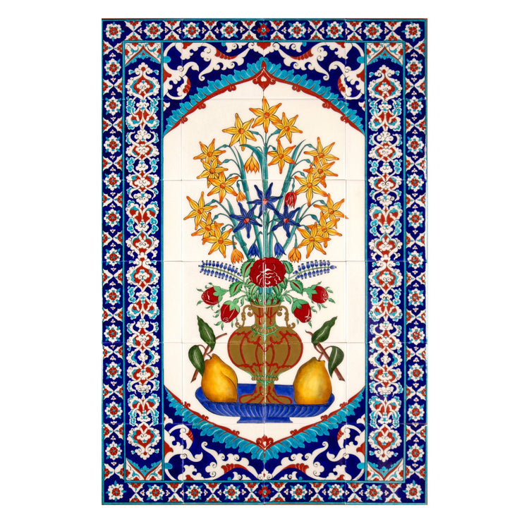 Hasbahçe Sarı Zerrin Çiçeği İznik Çini Pano - Panolar