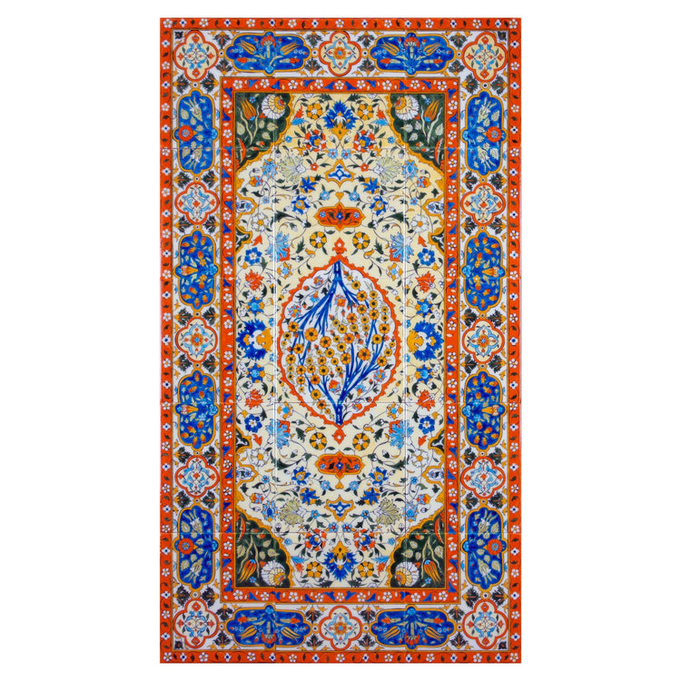 Hayat Ağacı Motifli Kilim Desenli İznik Çini Pano - Panolar