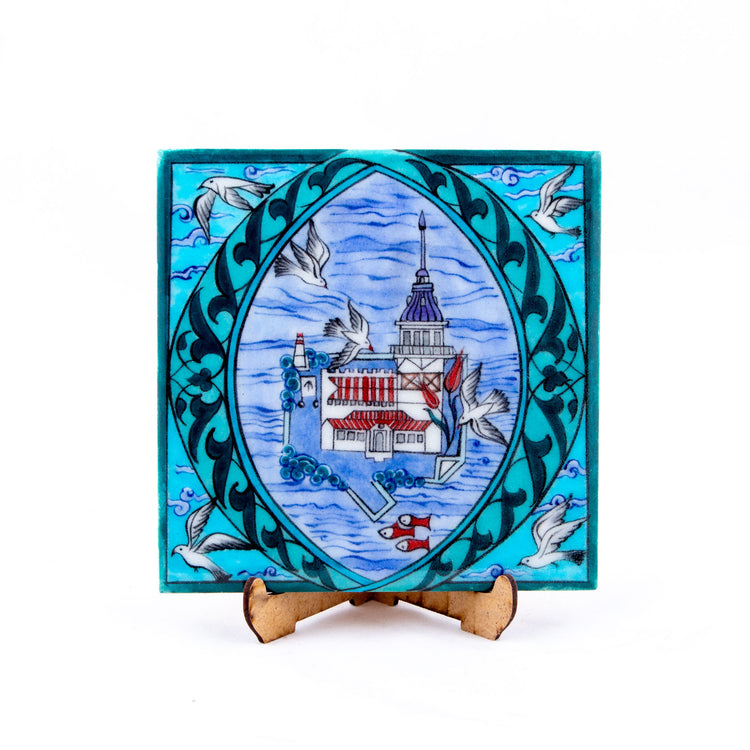 Kız Kulesi Desenli İznik Çini Karo