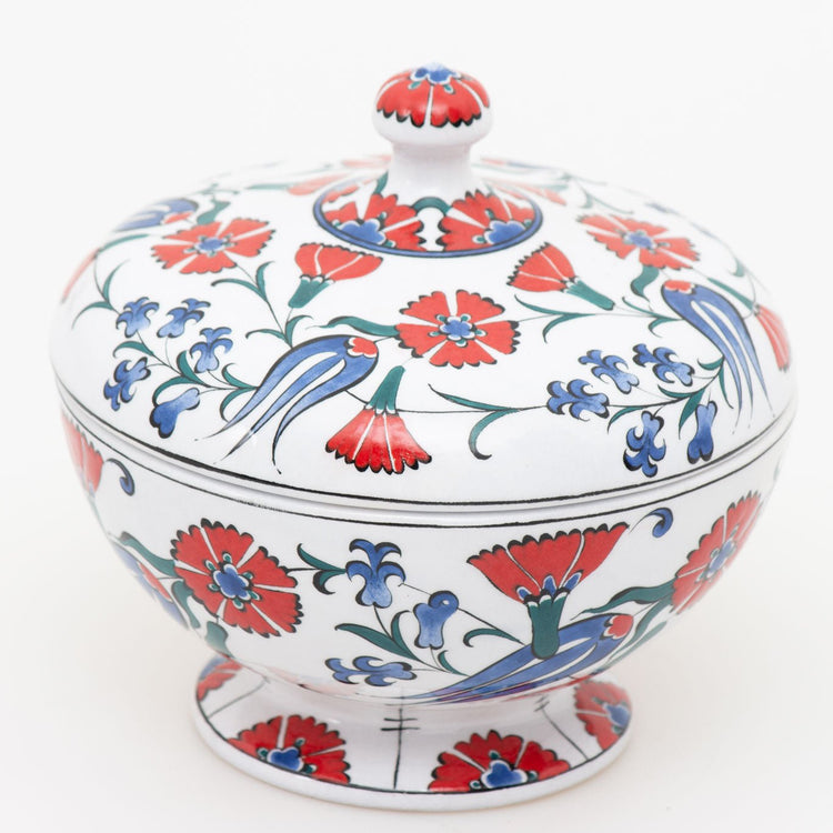 Lale ve Karanfil Desenli İznik Çinisi Şekerlik - Şekerlikler