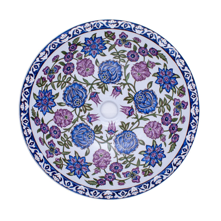 Lotus Çiçeği Motifli İznik Çini Lavabo - Lavabolar