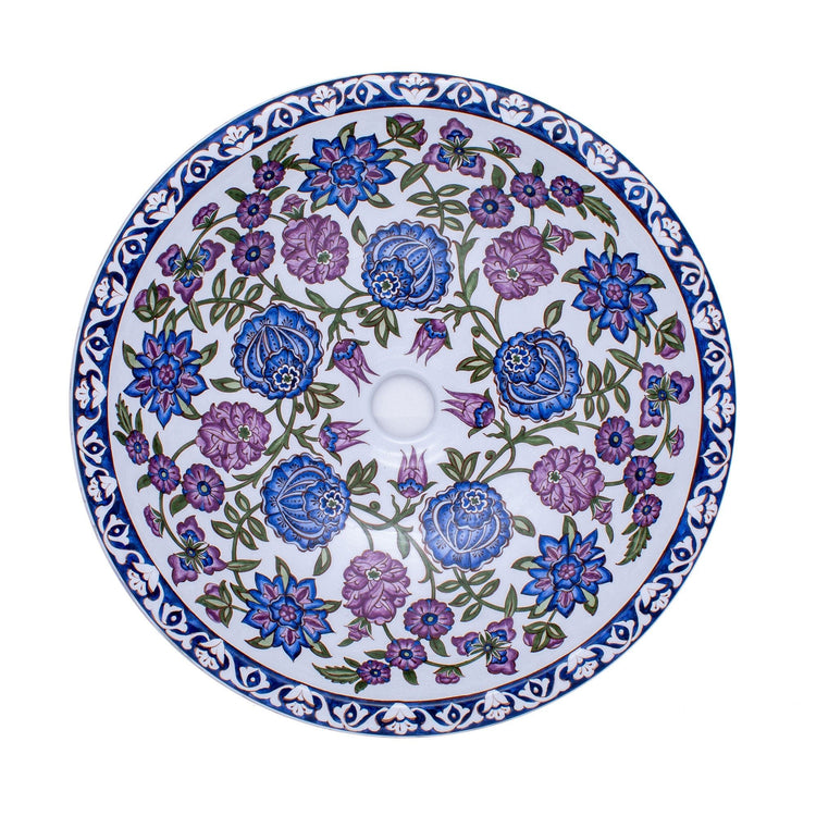 Lotus Çiçeği Motifli İznik Çini Lavabo - Lavabolar