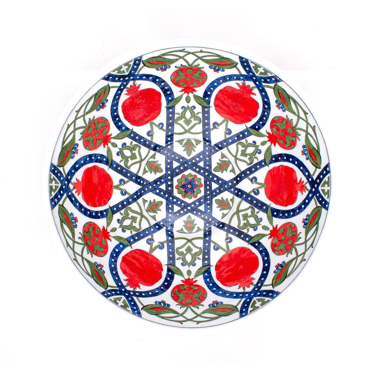 Nar Desenli İznik Çinisi Ayaksız Kase - Kaseler