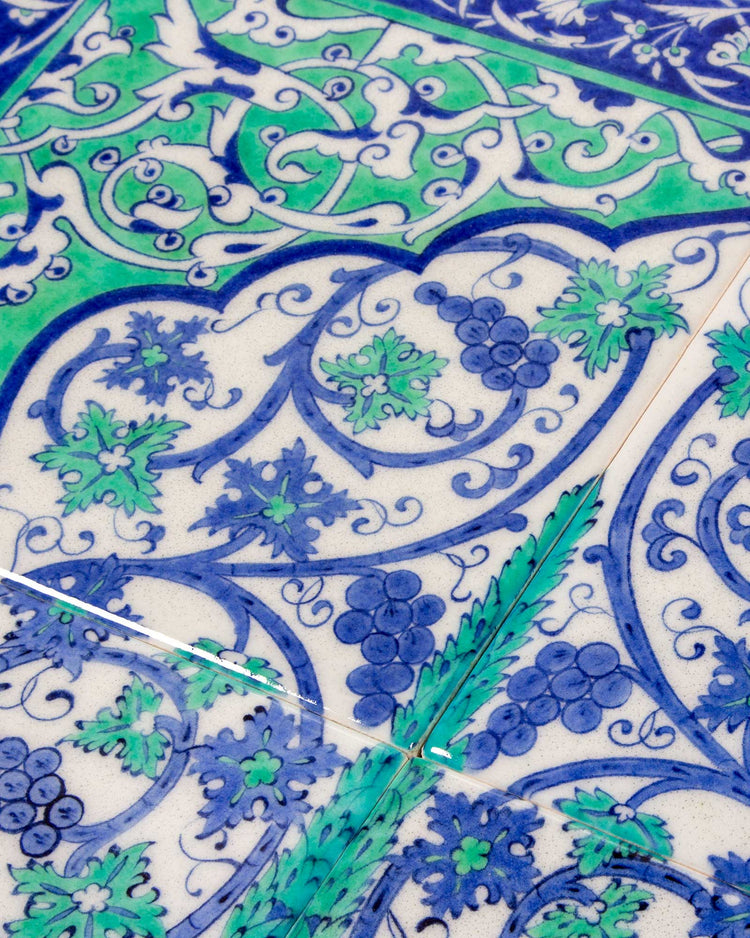 New Mosque Sultan's Pavilion Cypress Tree and Grape Pattern Iznik Tile Panel Replica