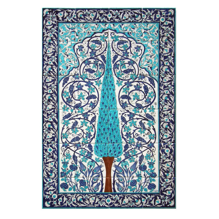 Yeni Cami Hünkâr Kasrı Selvi Ağacı ve Üzüm Desenli İznik Çini Pano Replikası - Panolar