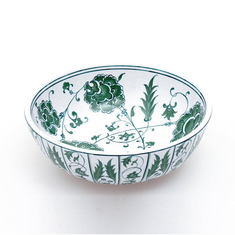 Yeşil Lotus Motifli İznik Çinisi Kase - Kaseler