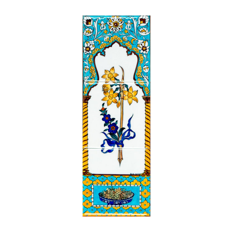 Ali Üsküdari Nergis Tasarımı İznik Çini Pano No:2 - Panolar