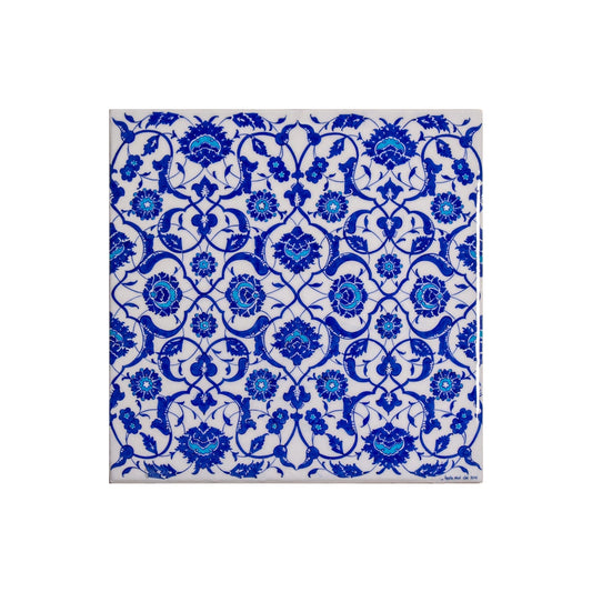 Baba Nakkaş Desenli Tek Parça İznik Çini Karo (40x40cm) - Karolar