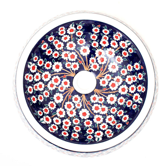 Bahar Dalı Desenli İznik Çinisi Lavabo - Lavabolar