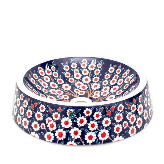 Bahar Dalı Desenli İznik Çinisi Lavabo - Lavabolar