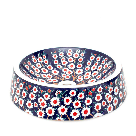 Bahar Dalı Desenli İznik Çinisi Lavabo - Lavabolar