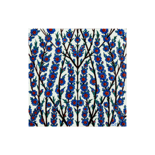Bahar Dalı Desenli Tek Parça İznik Çini Karo (40x40cm) - Karolar