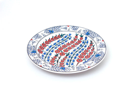 Bahar Dalı ve Sümbül Desenli İznik Çinisi Tabak - Tabaklar