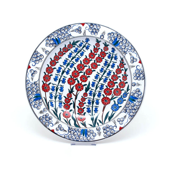 Bahar Dalı ve Sümbül Desenli İznik Çinisi Tabak - Tabaklar