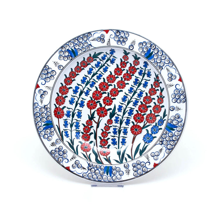 Bahar Dalı ve Sümbül Desenli İznik Çinisi Tabak - Tabaklar