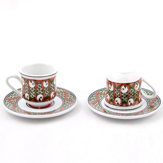 Balık Desenli Türk Kahvesi Fincan Takımı - Setler
