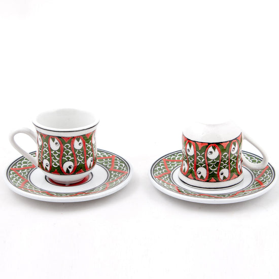 Balık Desenli Türk Kahvesi Fincan Takımı - Setler