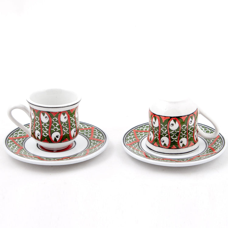 Balık Desenli Türk Kahvesi Fincan Takımı - Setler