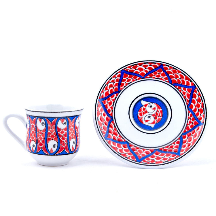 Balık Desenli Türk Kahvesi Fincan Takımı - Setler