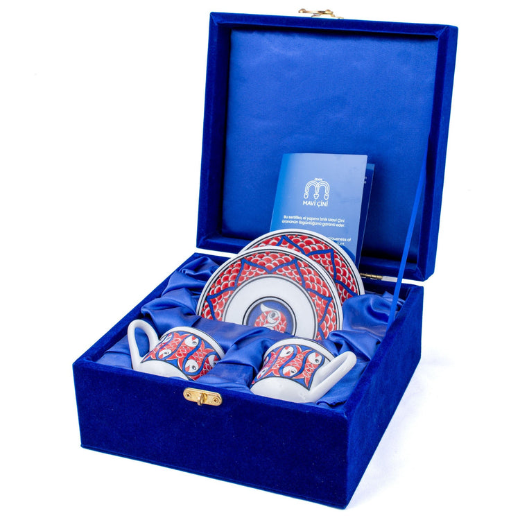 Balık Desenli Türk Kahvesi Fincan Takımı - Setler