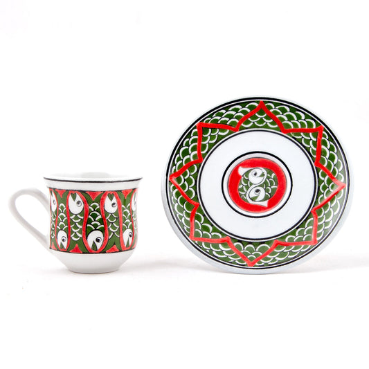 Balık Desenli Türk Kahvesi Fincan Takımı - Setler