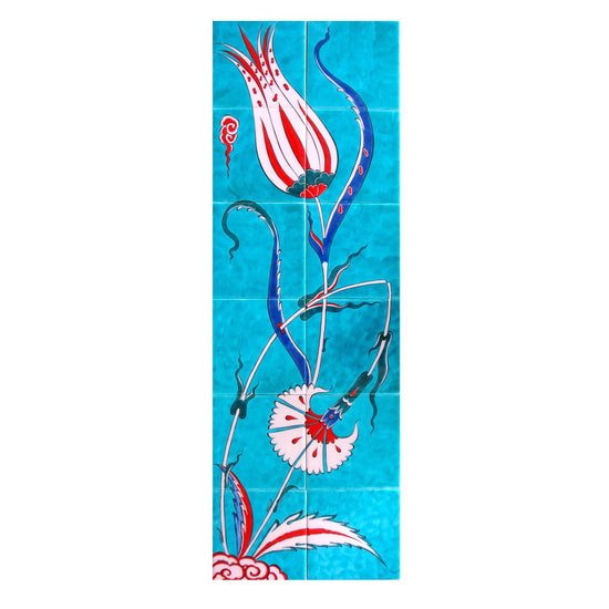 Beyaz Lale ve Karanfil İznik Çini Pano - Panolar