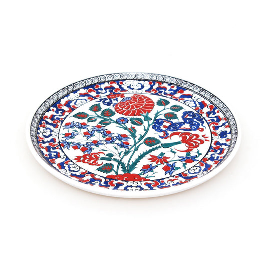 Çin Bulutu ve Gül Desenli İznik Çinisi Tabak - Tabaklar