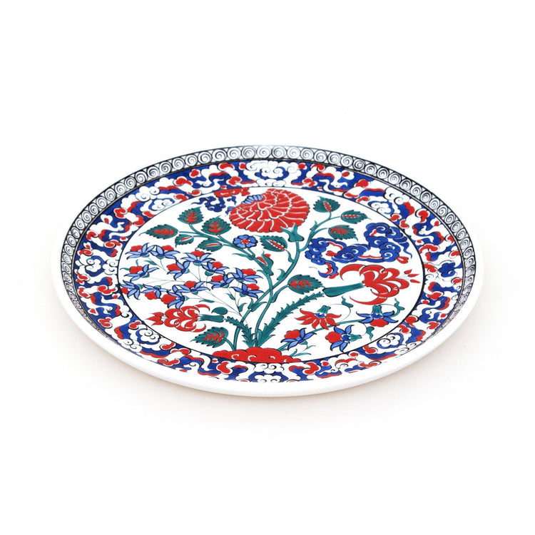Çin Bulutu ve Gül Desenli İznik Çinisi Tabak - Tabaklar