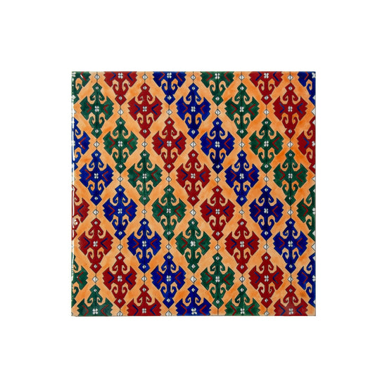 Elibelinde Kilim Desenli Tek Parça İznik Çini Karo (40x40cm) - Karolar