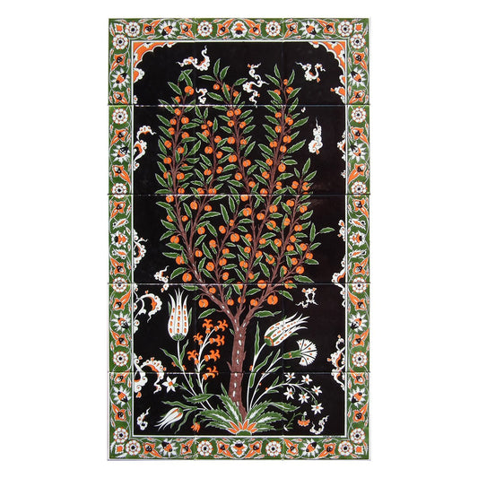 Elma Ağacı Motifli İznik Çini Pano - Panolar