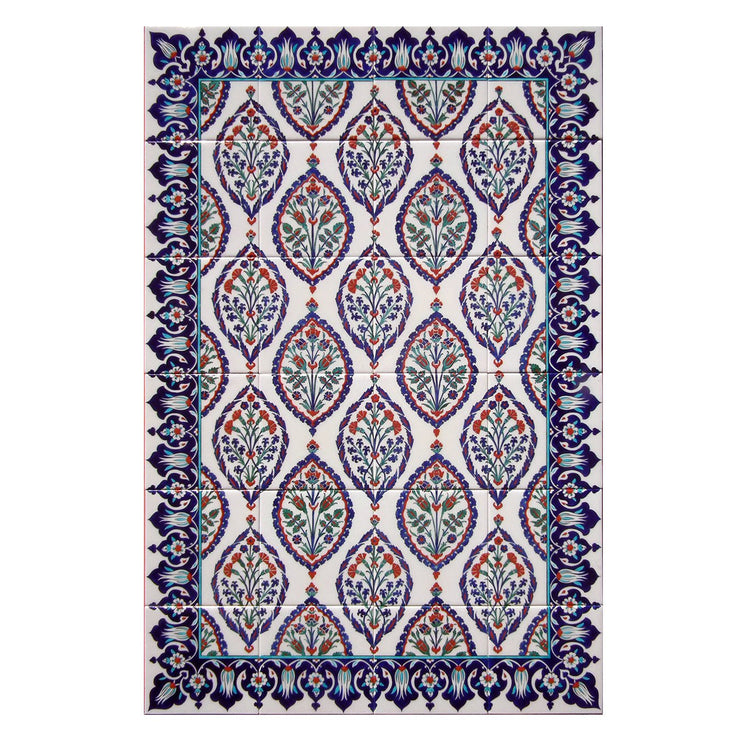 Eyüp Sultan Türbesi Karanfil ve Sümbül Motifli İznik Çini Pano - Panolar