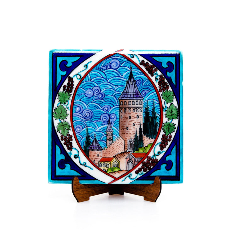 Galata Kulesi Desenli İznik Çini Karo - Karolar