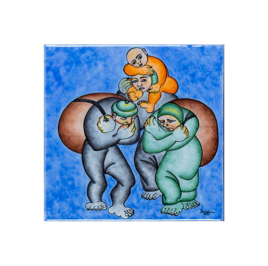 Göç İznik Çini Pano, Ressam İbrahim Balaban (30x30 cm) - Panolar