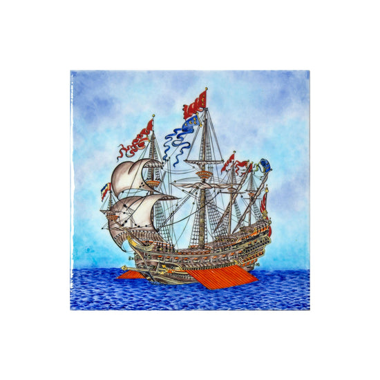 Göke Osmanlı Gemisi Desenli Tek Parça İznik Çini Karo (40x40cm) - Karolar