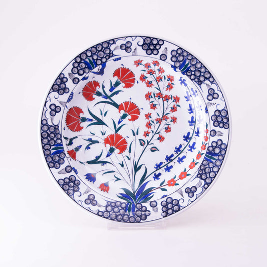 Gulbenkian Müzesi Karanfil Desenli İznik Çinisi Tabak Replika No:2