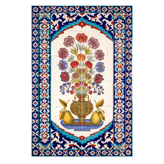 Hasbahçe Katmerli Anemon Çiçeği İznik Çini Pano - Panolar