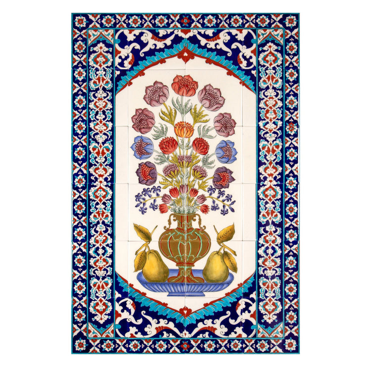 Hasbahçe Katmerli Anemon Çiçeği İznik Çini Pano - Panolar