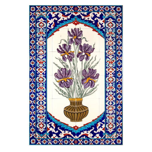 Hasbahçe Süsen Çiçeği İznik Çini Pano - Panolar