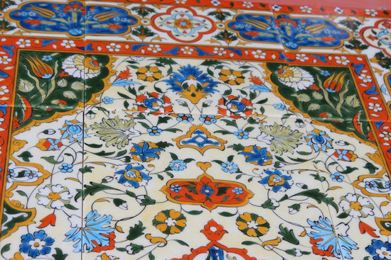 Hayat Ağacı Motifli Kilim Desenli İznik Çini Pano - Panolar