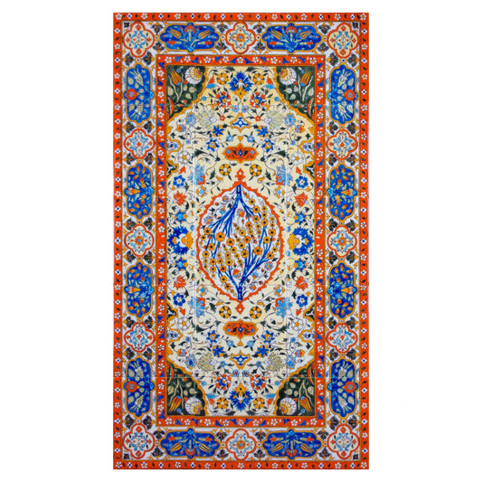 Hayat Ağacı Motifli Kilim Desenli İznik Çini Pano - Panolar