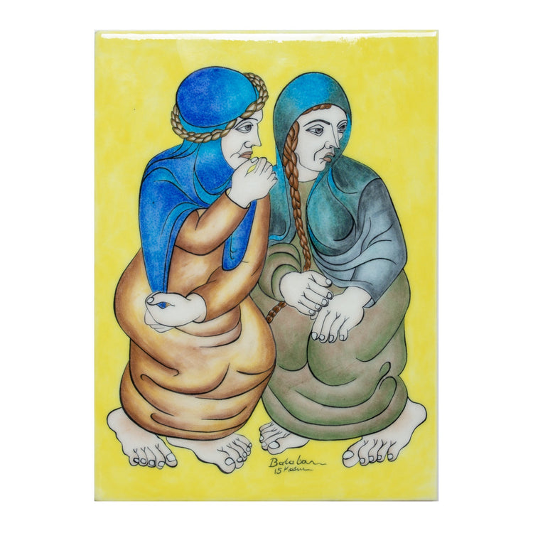 İki Kadın İznik Çini Pano, Ressam İbrahim Balaban - Panolar