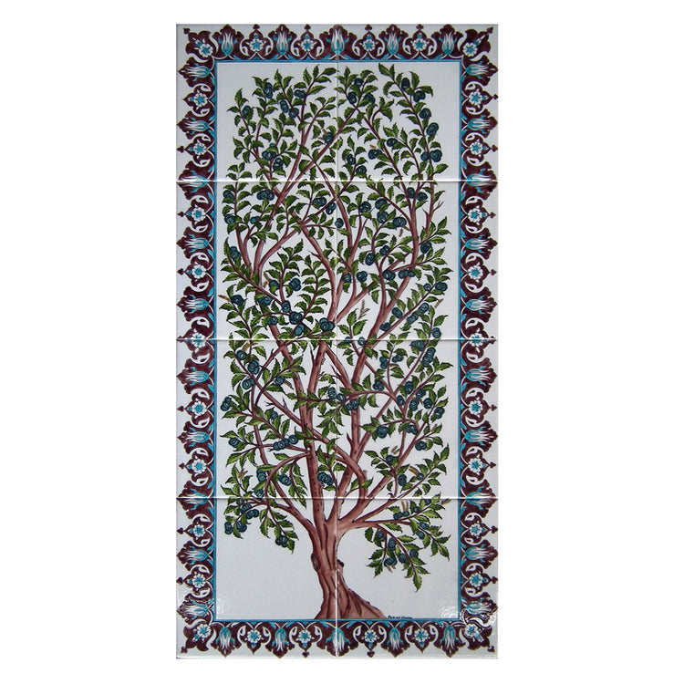 Kestane Ağacı Desenli İznik Çini Pano - Panolar
