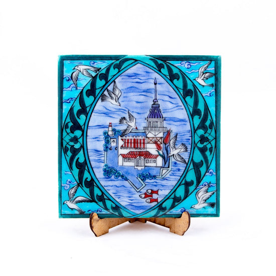 Kız Kulesi Tasarımlı İznik Çini Karo - Karolar
