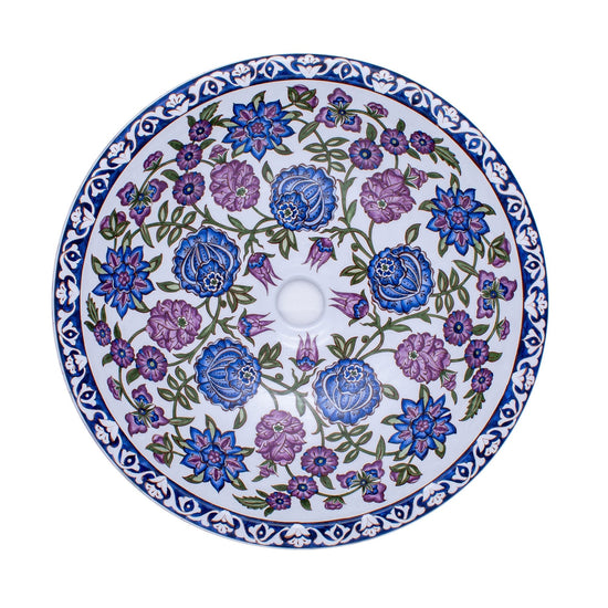 Lotus Çiçeği Motifli İznik Çini Lavabo - Lavabolar