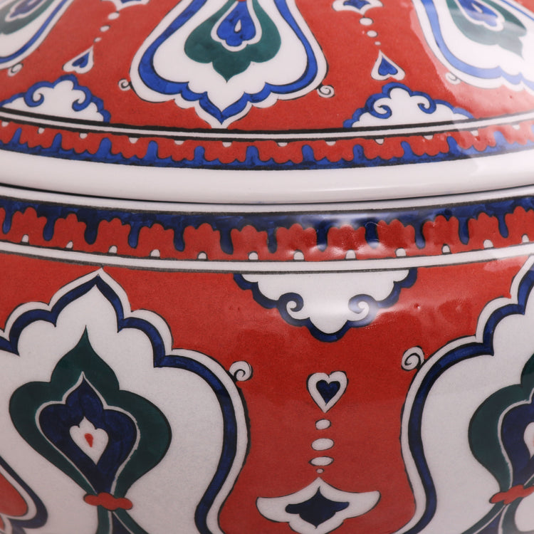 Louvre Museum Rumi Patterned Iznik Ceramic Covered Bowl Replica