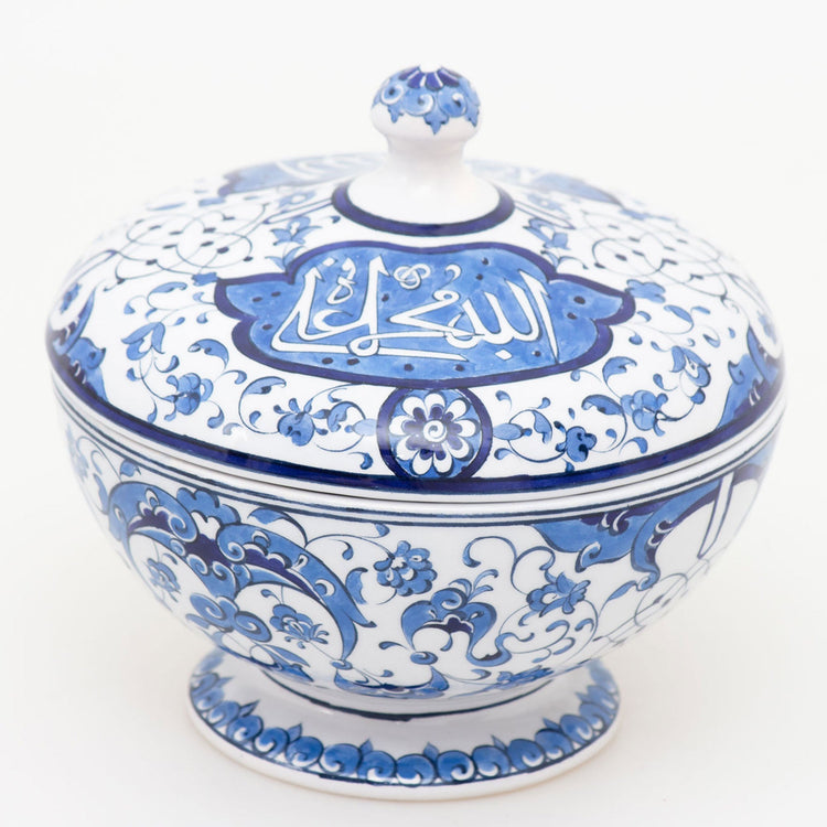 Mavi Beyaz Tasarım İznik Çinisi Şekerlik - Şekerlikler