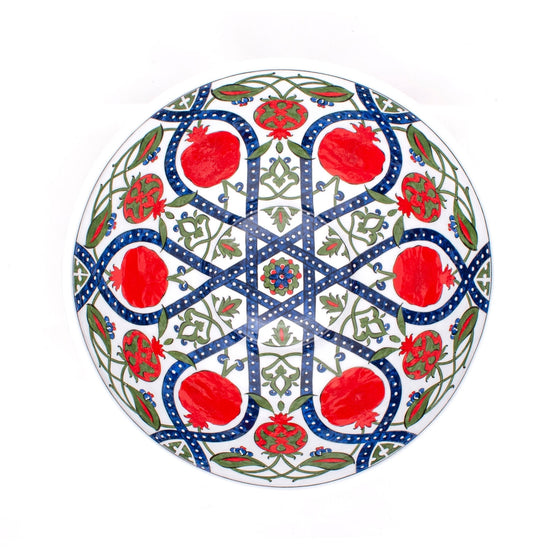 Nar Desenli İznik Çinisi Ayaksız Kase - Kaseler